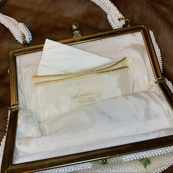 VTG 60’s Lumared Beaded Bag w/ Embroidered Roses - Picture 6 of 7